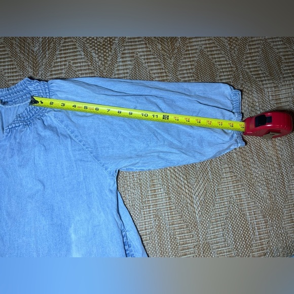 Elan Women's Faux Denim Smock Mini Dress,3/4 Puffy Sleeves, Size Small - Picture 9 of 11